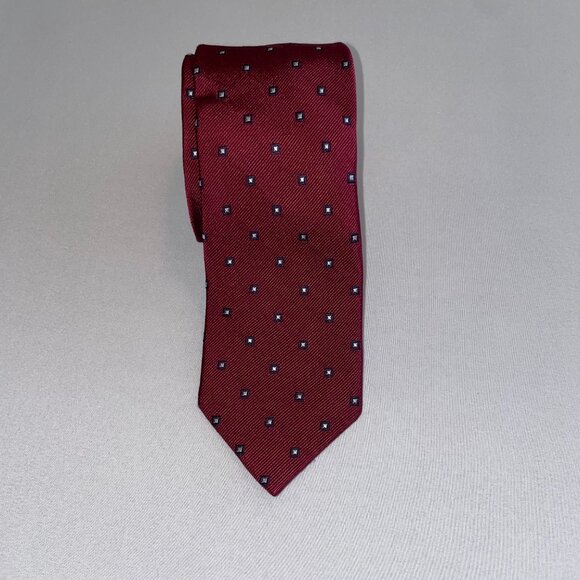 Alexandre London Saville Row Men's Red and Navy Blue Neck Tie 100% Silk - Picture 3 of 7